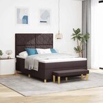 vidaXL Lit à ressorts avec matelas Marron foncé 160 x 200 cm tissu