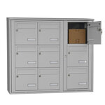 Bloc collectif Leabox  3x3  grade 3  simple face  extérieur  fixation murale  gris clair ral 7035 finition brillante