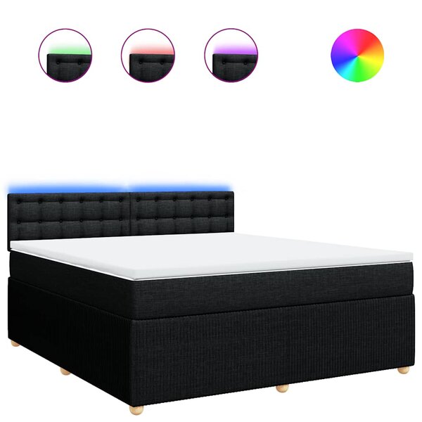 vidaXL Sommier à lattes de lit avec matelas Noir 180x200 cm Tissu