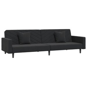 vidaXL Canapé-lit à 2 places avec deux oreillers Noir Velours