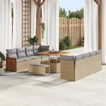 Ensemble de Canapés de Jardin de 11 pièces avec Coussins Beige en Rattan Synthétique Acacia