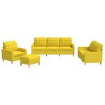 vidaXL Ensemble de canapés 4 Pièces avec coussins Jaune clair Tissu