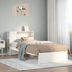 vidaXL Lit bibliothèque sans matelas blanc 90x200cm bois de pin massif