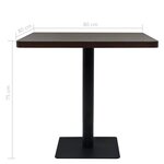 vidaXL Table de bistro MDF et acier Carré 80 x 80 x 75 cm Frêne foncé