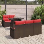 vidaXL Ensemble de canapé de jardin 6 Pièces Marron Poly Rattan