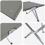vidaXL Lit de Camping Pliant Gris Aluminium Grand Pliable