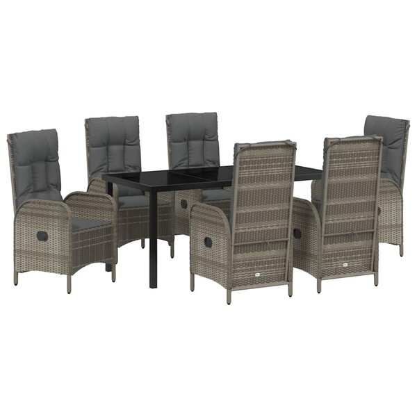 vidaXL Ensemble de salle à manger pour jardin 7 Pièces Gris Poly rotin