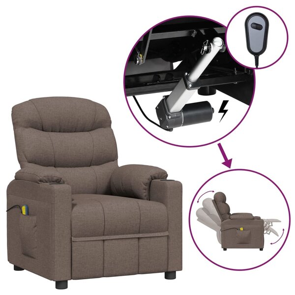 vidaXL Fauteuil électrique de massage Taupe Tissu