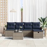 vidaXL Ensemble de canapé de jardin avec coussin 6 Pièces Poly rotin