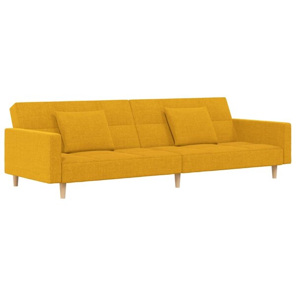vidaXL Canapé-lit à 2 places avec deux oreillers jaune tissu
