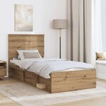 vidaXL Cadre de lit Chêne artisan 90 x 190 cm Bois de pin massif