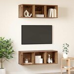 vidaXL Ensemble meuble TV 2 Pièces Bois Ancien 37 x 37 x 107 cm
