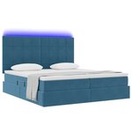 vidaXL Lit de rangement LED avec matelas Bleu foncé 200 x 200 cm