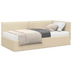 vidaXL Cadre de lit d'angle avec matelas 2 pc Crème 90 x 190 cm