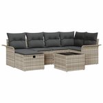 vidaXL Ensemble de canapé de jardin 7 Pièces Gris clair Poly rotin