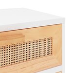 vidaXL Tables de chevet 2Pièces Blanc Bois de pin massif et rotin naturel