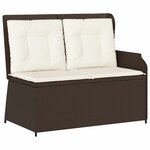 vidaXL Banc de jardin avec coussin Noir et blanc crème polyrotin