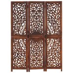 vidaXL Cloison de séparation 3 panneaux Marron 120x165cm Bois manguier