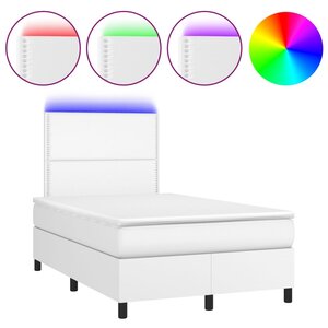 vidaXL Sommier à lattes de lit avec matelas et LED Blanc 120x200 cm