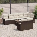vidaXL Ensemble de canapé de jardin 9 Pièces Marron Poly rotin