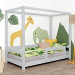 Lit cabane enfant BUNKY 120 x 190 gris clair