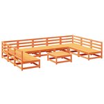 vidaXL Salon de jardin 10 Pièces cire marron bois de pin massif