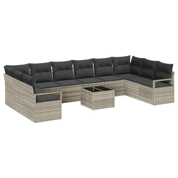 vidaXL Ensemble de canapé de jardin avec coussin 11 Pièces Gris clair