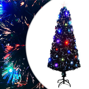 vidaXL Arbre de Noël pré-éclairé avec support et LED 240 cm fibre optique
