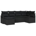 vidaXL Ensemble de canapé de jardin 6 Pièces Noir Poly rotin
