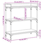 vidaXL Table console avec étagères chêne fumé 75x30x80 cm