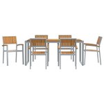 vidaXL Ensemble de salle à manger pour jardin 7 Pièces Gris et marron