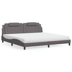 vidaXL Lit Viana avec matelas gris 200x200 cm similicuir