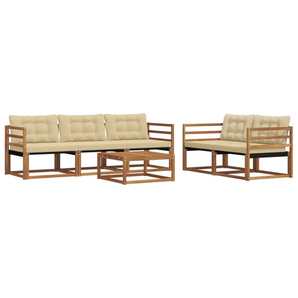 vidaXL Ensemble de canapés d'extérieur 6 pc Naturel et Beige