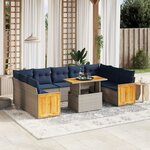 vidaXL Salon de jardin 10 Pièces avec coussins gris résine tressée