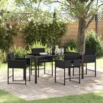 vidaXL Ensemble de salle à manger de jardin 5 pièces avec coussins en rattan poly noir