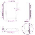 vidaXL Pieds de table à manger en forme de V  2 pièces  anthracite  70 x (72-73 3) cm  acier
