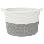 vidaXL Panier à linge gris et blanc Ø60x36 cm coton
