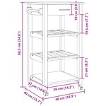 vidaXL Chariot de cuisine MONZA Noir 48 x 40 x 88 5 cm