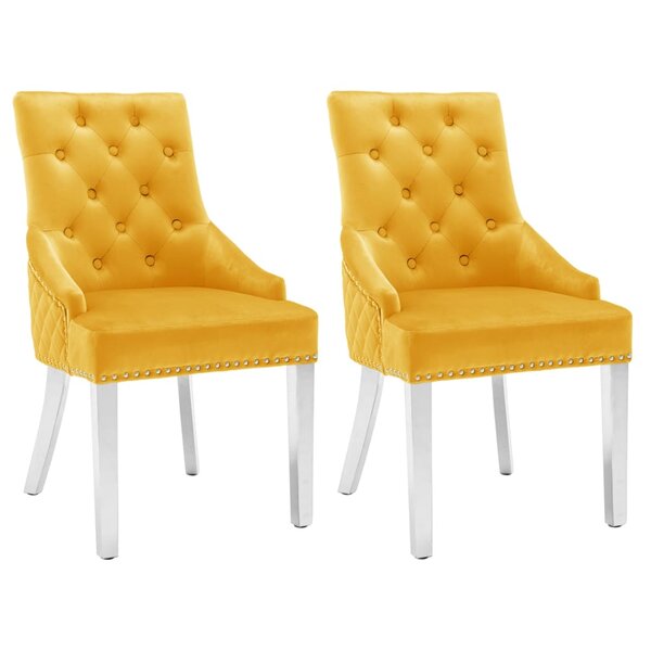 vidaXL Chaises à manger lot de 2 jaune velours