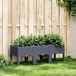 vidaXL Jardinière avec pieds bleu gris 120x40x42 cm PP