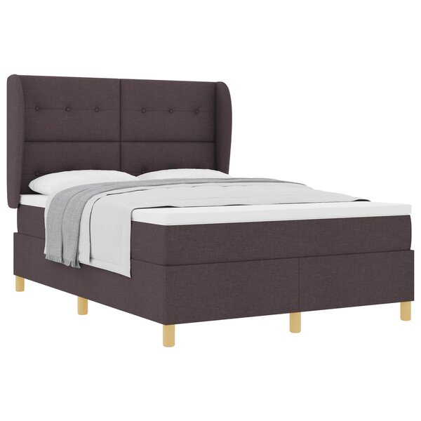 vidaXL Lit à ressorts avec matelas Marron foncé 200 x 160 cm tissu