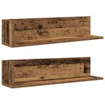 vidaXL Étagères murales 2Pièces vieux bois 75x16 5x16 5cm bois ingénierie