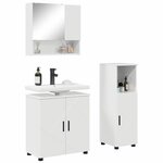 vidaXL Ensemble de mobilier de salle de bain 3 Pièces Blanc brillant
