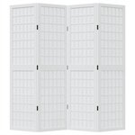 vidaXL Cloison de séparation 4 panneaux blanc bois de paulownia massif