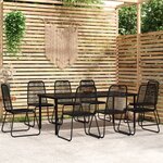 vidaXL Ensemble à manger de jardin 9 Pièces Noir