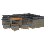 vidaXL Canapé de jardin 13 pièces avec coussins gris en rotin synthétique et en acacia.