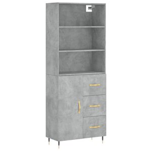 vidaXL Buffet haut Gris béton 69 5x34x180 cm Bois d'ingénierie