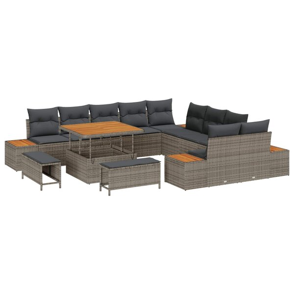 vidaXL Ensemble de canapé de jardin avec coussin 13 Pièces Gris