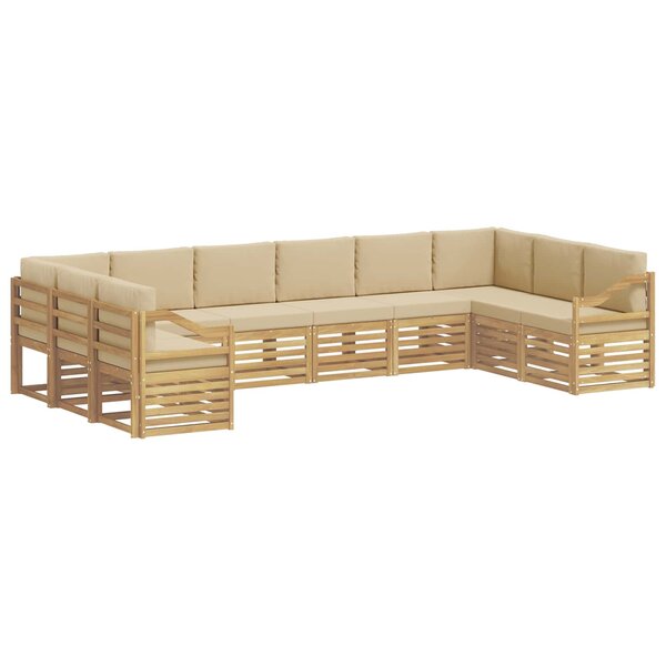 vidaXL Ensemble de canapés d'extérieur 10 pc Blanc et Beige Polyester