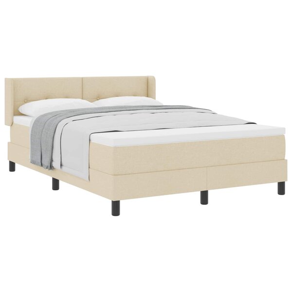 vidaXL Lit à ressorts avec tête de lit Crème 200 x 140 cm tissu